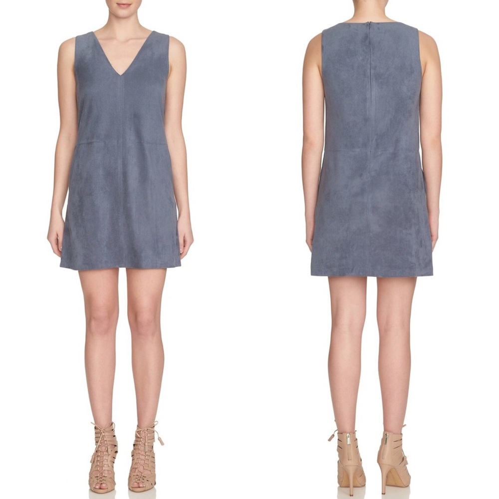 1. State blue-gray suede shift dress